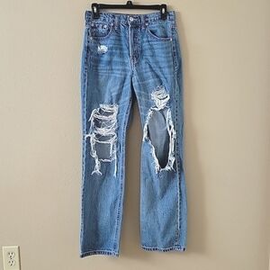 Aeropostale Womens 90s Baggy Ripped Denim Jeans - Size 6
